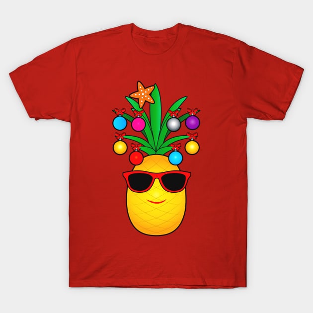 Cartoon Pineapple Decorated for Christmas T-Shirt by PenguinCornerStore